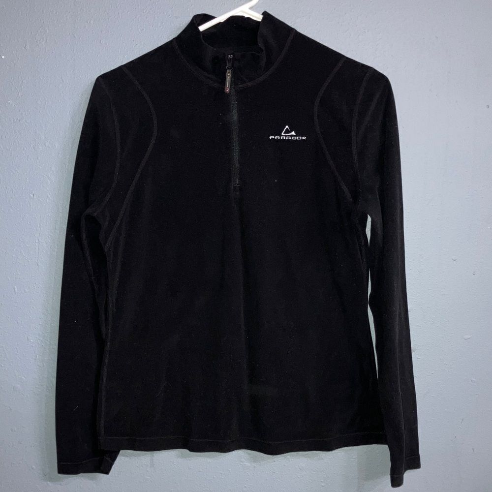 Paradox Black Fleece Long Sleeve Quarter-Zip Top Small #736